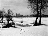 Pejzaż zimowy- widok Łap. Ok. 1930 rok.  *Winter Landscape Łapy-view. Ca. 1930