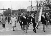  Pochód 1- Majowy w Łapach. 1970 rok. Fot. NN. Zbiory własne