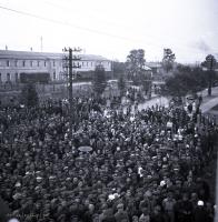 Uroczystość hitlerowska w centrum Łap. Ok. 1943 rok.  *ceremony Nazi In Łapy ca 1943